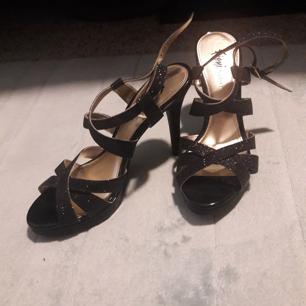 Fioni night black strappy heels